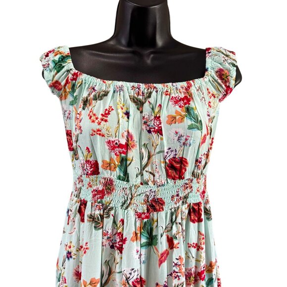 Abel the Label Dress M Floral Maxi Smocked Waist Square Neckline Anthropologie - Picture 3 of 11